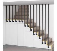 Matte Black Wrought Iron Baluster 1PC Square Pipe Stair Railing LShaped Handrail Picket Metal Grab Bar for Indoor/Outdoor Steps 4.8ft/145cm