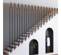Matte Black Wrought Iron Balusters Square Metal ir Railing Bars Anti-Slip il Support for Indoor ir Renovat ase Guardrails
