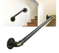 Matte Bronze Non-Slip Iron Grab Bar Railing - 13ft Industrial Wall Balustrade Support Handle, Safe Wrought Iron il for ir, Bathroom, and Accessibili