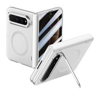 Matte Case for Xiaomi 18 Fold with Stand (White,Anti-peep,With Coil) | Frosted PC Protective Cover, Lens Bracket, Built-in Magnetic Coil, HD/Privacy Screen Protector, Wireless Charging