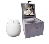 Matte Ceramic Cat Ashes Urn - Handicrafted Keepsake Memorial Gift, White, S