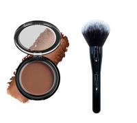 Matte Contours Powder, Natural Matte Look Bronzer Setting Powder With Super Large Makeup Brush, Minimizes Fine Lines and Pores, Long Lasting and Oil Control (D)