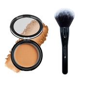 Matte Contours Powder, Natural Matte Look Bronzer Setting Powder With Super Large Makeup Brush, Minimizes Fine Lines and Pores, Long Lasting and Oil Control (A)