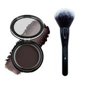 Matte Contours Powder, Natural Matte Look Bronzer Setting Powder With Super Large Makeup Brush, Minimizes Fine Lines and Pores, Long Lasting and Oil Control (F)