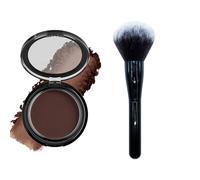 Matte Contours Powder, Natural Matte Look Bronzer Setting Powder With Super Large Makeup Brush, Minimizes Fine Lines and Pores, Long Lasting and Oil Control (E)