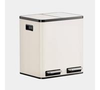 VonHaus Double Recycling Bin for Kitchen (Cream, 30L)