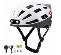 Matte Cycle Helmet with Light, White, L 57-62 Cm | USB Rechargeable, High-Visibility, , for Night Riding