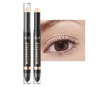 Matte Eyeshadow Stick with Smudger - 2-in-1 Cream to Powder Eye Shadow Pen, Beige Nude Matte, Waterproof Long Lasting, Nude Multi-Use Primer & Highlighter Makeup Base