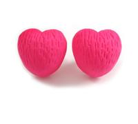 Matte Flamingo Pink Acrylic Textured Rounded Heart Shaped Stud Earrings - 20mm Tall