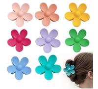 Matte Flower Hair Clips - 8 Pcs Non-Slip ABS Strong Hold Jaw Clamps for Women & Girls (8 Colors)