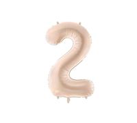 Matte Foil Balloon Number 2 Dark Beige 72 cm Helium & Air Self-Sealing Balloons Birthday Number Reusable