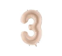 Matte Foil Balloon Number 3 Dark Beige 72 cm Helium & Air Self-Sealing Balloons Birthday Number Reusable