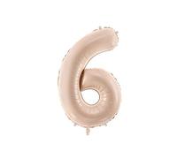 Matte Foil Balloon Number 6 Dark Beige 72 cm Helium & Air Self-Sealing Balloons Birthday Number Reusable