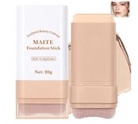 Matte Foundation Stick with Built-In Brush - Waterproof Cream Concealer & Skin Tint for Flawless Full Coverage, Lightweight Long-Lasting Makeup, Natural Matte Finish for Mature Skin (#1 Cream)