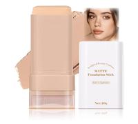 Matte Foundation Stick with Built-in Brush - Waterproof Full Coverage Concealer & Hydrating Color-Changing Skin Tint - Lightweight, Long-Lasting Smooth Cream Makeup for Even Complexion (Warm Beige)