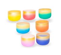 Matte Gilt Gradient Crystal Singing Bowl Set, A-G Tone, 8-Inch Set, Handmade, Meditation Props To Drive Negative Energy, Balance The Body, Relieve Fatigue And Anxiety, Su