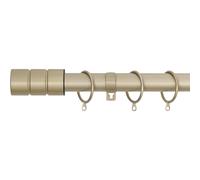 (Matte Gold, 120cm - 220cm, 47" to 87") A.Unique Home Plain Barrel Metal Extendable Curtain Pole with Rings and Fittings, In a Variety of Colours and Sizes (25/28mm)
