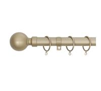 (Matte Gold, 120cm - 220cm, 47" to 87" Approx) A.Unique Home Plain Round Ball Metal Extendable Curtain Pole with Rings and Fittings, In a Variety of Colours and Sizes (25/28mm)