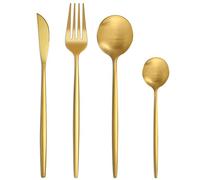 Matte Gold Cutlery Sets 32 Pieces, Bestdin Elegant Stainless Steel Cutlery Set, Kitchen Cutlery Set for 8 People, Suitable for Home/Party/Restaurant, Gold Titanium Coating and Dishwasher Safe
