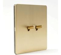 Matte Gold Industrial Retro Wall Toggle Light Switch Brushed Brass | 2 Gang 2 Way, Dual Control, 86 Type Concealed, Brass Lever, Retro Design