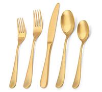Matte Gold Silverware Set, Bysta 20-Piece Stainless Steel Flatware Set, Kitchen Utensil Set Service for 4, Tableware Cutlery Set for Home and Restaurant, Satin Finish, Dishwasher Safe