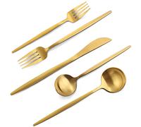 Matte Gold Silverware Set, VANVRO 20-Piece Stainless Steel Flatware Set, Satin Finish tableware Cutlery Set, Service for 4, Home and Restaurant, Dishwasher Safe
