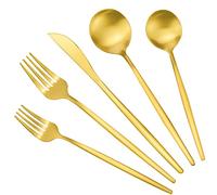 Matte Gold Stainless Steel Flatware Set for 4, 20-Piece Cutlery Tableware with Spoons and Forks, Dishwasher Safe