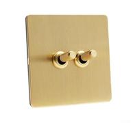 Matte Gold Switch Plate 86 Type Wall Socket Cover, Brushed Stainless Steel Faceplate with Brass Lever, Retro Industrial Light Switch for HOMEs Hotel Decor(B)
