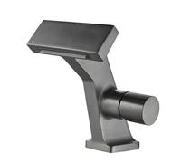 Matte Gray Bathroom Sink Faucet Waterfall Basin Faucets Washbasin Hot Cold Brass Mixer Vanity Single Hole Water Taps (Matte Gray)