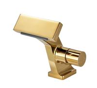 Matte Gray Bathroom Sink Faucet Waterfall Basin Faucets Washbasin Hot Cold Brass Mixer Vanity Single Hole Water Taps (Gold)