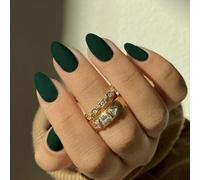 Matte Green False Nails Short Oval, SXVME Simple Acrylic Press on Nails Short, Green Fake Nails Short, Natural Glue on Nails Short Almond, Solid Gel Full Cover Stick On Nails For Women Daily Wear