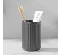 Matte Grey Ceramic Toothbrush Holders Set for Bathrooms - Toothpaste Holder, Tumbler Cup, Mouthwash Cup - Bathroom Counter Organizer