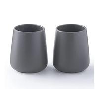 Matte Grey Toothbrush Holders for Bathroom - 2Pcs Ceramic Tooth Brushing Holder Set, Toothpaste Holder, Reusable Toothbrush Mouthwash Cups, Space-Saving Design for Bathroom Countertop