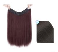 Matte Human Hair Blend Weft 60cm High Temp(Dark Brown 50cm) | V-shape cut, breathable design, realistic look, 50cm length, easy blend for thin hair