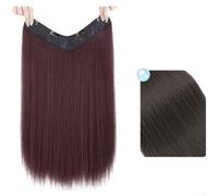 Matte Human Hair Blend Weft 60cm High Temp(Dark Brown 60cm) | V-shape cut, breathable design, realistic look, 50cm length, easy blend for thin hair