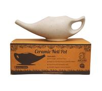 Matte Ivory Ceramic Neti Pot for Nasal Cleansing | Compact and Travel-Friendly Design | Natural Treatment for Sinus, Infection and Congestion | Ceramic Neti Pot with 05 Sachets of Neti Salt