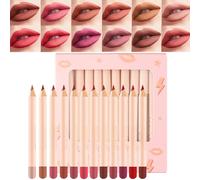 Matte Lip Liner Pencil Set - 12 Color Lip Crayon Kit, Long Lasting Makeup