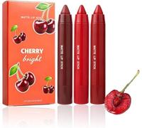 Matte Lip Stick Crayon Bundle Set 3pcs, Long Lasting Waterproof Lipstick Pencils, Creamy High Pigment Formula, Smooth Glide Application, Easy Application for Makeup Beginners (#B)