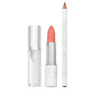 Matte Lipstick; Liner + Plumping Gloss Trio Bikini & Heather Pink