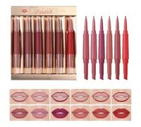 Matte Lipstick Liner Set - 6 Pieces Double Head Kit, Glossy Stain Texture, Smooth Application with Long Wear Formula | Lip Colour Combo for Women, Girlfriend, Sister, Wife, Mother and Girls