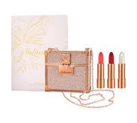 Matte Lipstick Set 3 Colors Lip Stick with Chain Bag Package Velvet Lip stick Gift Box Set Waterproof Non-Stick Cup Long Lasting Retractable Lipstick Set 3.5gx3 Pcs