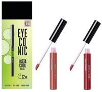 Matte Liquid Lip Color - 34 Brown Sheer & Eyeconic Insta Cool Pencil, Glossy Kajal|| Black|| 0.35 G & Matte Liquid Lip Colour, Nude Myth, 5.6 ml