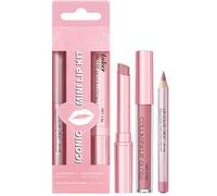 Matte Liquid Lipstick Kit, Lip Liner&Lip Gloss Lip Kit, Collagen Lip Gloss For Dry Lips, Hydrating Tinted Pink Lip Balm, Waterproof Make Up Set, Pink (3PCS)