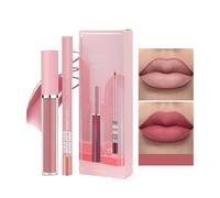 Matte Liquid Lipstick Lip Liner Set Nude Lipliner Matte Lipstick for Women,Long Lasting Non-Fading Non-Stick Cup Lip Gloss,Pink Velvet Lipliner Pencil Lip Filler Lip Makeup