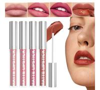 Matte Liquid Lipstick, Nude Lip Gloss Set, Long Lasting Lip Makeup, High Pigment Velvety Texture, Sweatproof Waterproof Formula, 4-Piece Set, Daily Travel Party Use