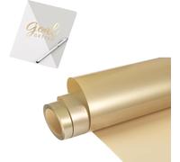 Matte Metallic Permanent Vinyl, 12" x 6.56FT Metallic Permanent Vinyl Satin Adhesive Vinyl Roll, Champagne Gold Self Adhesive Vinyl Roll for Craft, Signs, Stickers, Scrapbooking, Car Decals