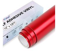 Matte Metallic Permanent Vinyl for Cricut, 12" x 12FT Red Self Adhesive Vinyl Roll for Cricut and Silhouette Cameo, Gold Vinyl for Party Decoration, Window Stickers, Home Decor