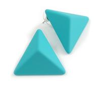 Matte Mint Green Pyramid Acrylic Stud Earrings - 30mm Width - Bold & Modern Statement