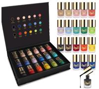 Matte Nail Polish Set - 18 Shades in a Luxury Black and Gold Box with Magnetic Closure, Featuring Frosted Glass Bottles and Gold-Tone Caps - Non-Gel Formula 100% British Brand