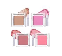 Matte Powder Blush Palette, 4 Shades Long-Lasting Blendable Powder Blush for Face & Cheeks, Natural Look Lightweight Bright Light Glow Face Blush Contour Palette with Brush